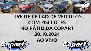 LIVE DE LEILÃO DE VEÍCULOS NA COPART DO DIA 30102024 [upl. by Analaj893]