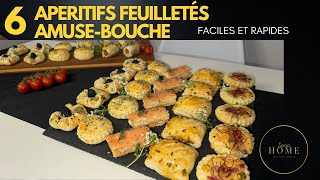 6 feuilletés apéritifs amuse bouche faciles avec une pate du commerce [upl. by Candis]