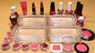 RED Collection  Mixing Lip sectionglitter Section and Nail section Shadow Section into Slime [upl. by Fisk]