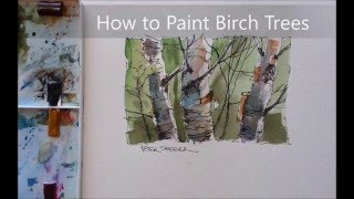 Line and Wash Birch Trees Watercolor Demonstration Quick and Simple [upl. by Jermaine]