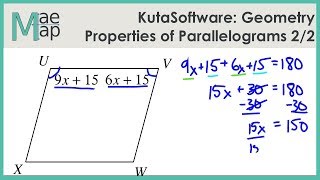 KutaSoftware Geometry Properties Of Parallelograms Part 2 [upl. by Ahsikahs66]