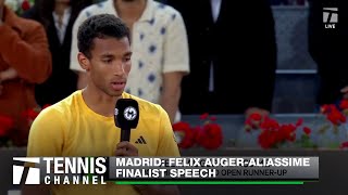 Felix AugerAliassimes 2024 Madrid Open Finalist Speech  2024 Madrid Final [upl. by Leonsis706]