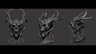 Skull sculpt timelapse Zbrush [upl. by Yeldud]