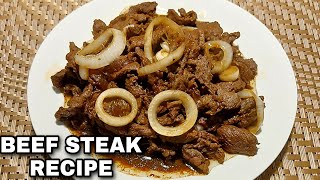 HOW TO COOK BEEF STEAK BEEF STEAK RECIPE PANLASANG PINOY QUICK amp EASY  TRYHOME [upl. by Ku]