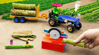 Diy mini tractor making wood cutting machine science project  Modern Agricultural Machinery [upl. by Volin]