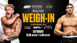 Jake Paul vs Tommy Fury OFFICIAL WEIGHIN FULL [upl. by Elinore]