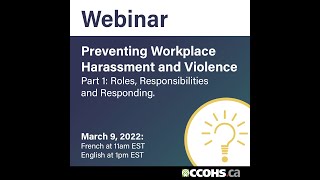 Preventing Workplace Harassment and Violence Part 1 Roles Responsibilities and Responding [upl. by Itoc124]