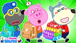 Back to School and Lesson about Sharing 🏁 Lets Play Pop It with Wolfoo and Friends  Kids Videos [upl. by Comras]