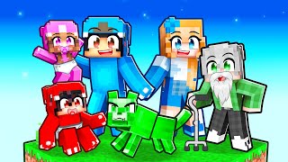 Playing as a FAMILY on ONE BLOCK in Minecraft [upl. by Htiekram]