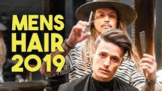 Mens Hair  Modern Side Swept Haircut amp Style Tutorial 2019 [upl. by Amalberga]