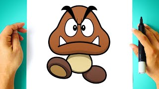 How to DRAW GOOMBA  Super Mario Bros [upl. by Acirrej]