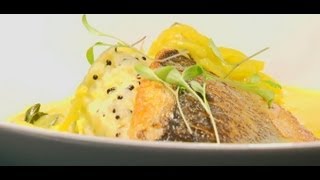 Michelin starred chef Atul Kochhar creates a recipe of pan fried sea bass with curry spice [upl. by Ainna]