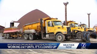 Winter Storm NDOT says 56 snowplows are ready to clear metro highways [upl. by Ahseina]