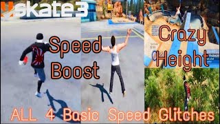 SKATE 3 ALL 4 BASIC SPEED GLITCHES TUTORIAL 2024 [upl. by Ahsimin822]