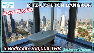 Enjoy great open views at the Ritz Carlton Bangkok amazing 3 bedroom apartment for rent 33rd floor [upl. by Lehcyar]