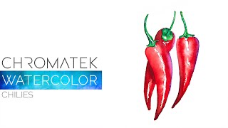 Watercolor Chilies Tutorial with Watercolor Real Brush Pens by Chromatek [upl. by Casar]