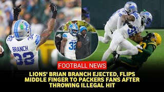 Lions Safety Brian Branch Ejected After HelmetToHelmet Hit vs Packers [upl. by Etterb456]