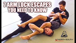 7 Escapes from Arm Locks  JiuJitsu Techniques [upl. by Reiners283]