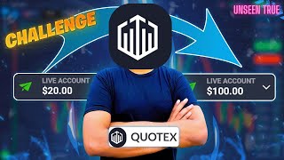 How to 20 TO 100 challenge  Quotex live compounding  Quotex 20 to 100 per day Live trade Tod [upl. by Adirem]