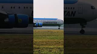 Boeing767300ER landed Uzbekistan Airlines trending ytshort viralvideos amazing aviation [upl. by Ynomrah]