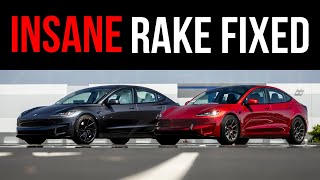 OUR 2024 MODEL 3 PERFORMANCE HAD AN INSANE SUSPENSION RAKE FROM TESLA AND WE FIXED IT [upl. by Hamfurd]