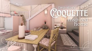 🐇 Twostory Coquette Inspired Home Bloxburg House Build 🎀 [upl. by Sisco751]