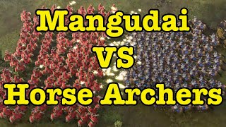 AOE4  150 Mongol Mangudai VS 150 Rus Horse Archers [upl. by Ailemap438]