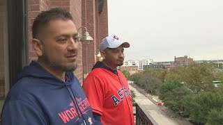 Astros fans recover Solers World Series home run ball outside Minute Maid Park during Game 6 [upl. by Asher]