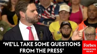 JUST IN JD Vance Takes Questions From Reporters Rallies Supporters In Waukesha Wisconsin [upl. by Rebba22]