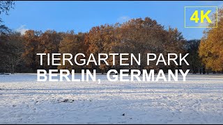 BERLIN  Tiergarten Park in the Snow l 4K Walk [upl. by Alhahs]