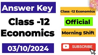 class 12 Economics morning shift answer key 03102024  class 12 Economics mid term answer key [upl. by Amalbena443]