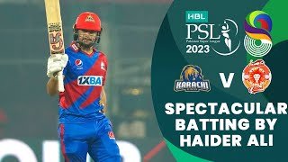 Spectacular Batting By Haider Ali  Karachi Kings vs Islamabad United  Match 4  HBL PSL 8  MI2T [upl. by Amitaf]