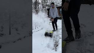 Battery powered snow shovel 🙌🏼 home homeowner snow snowremoval snowcleanup winter tool [upl. by Beach]