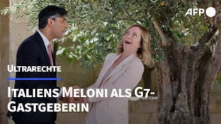 Ultrarechte Italiens Meloni als G7Gastgeberin  AFP [upl. by Rodmun]