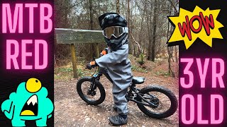 First time riding a MTB red route with a 3 year old biker [upl. by Gyimah]