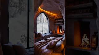 Snowstorm Serenity Healing Ambiance with Fireplace in a Snowy Cave Soothing Blizzard Sounds [upl. by Aiki]