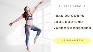 15 minutes Pilates debout cuisses fesses abdos  Fascia  Séverine Jacinto [upl. by Elocan]