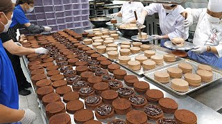 선주문 600개 제과장인들의 초코케익 대량생산  Mass production of 600 chocolate cakes  Cake factory [upl. by Noet387]