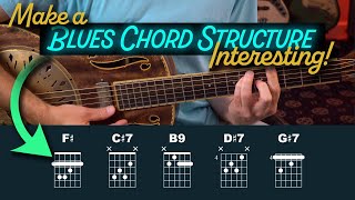 Ideas for making a blues chord structure sound more interesting Guitar Lesson  EP588 [upl. by Hsirk141]