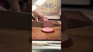 Slicing Thuringer Sausage viralvideo youtubeshorts asmr asmr satisfying food [upl. by Tailor]