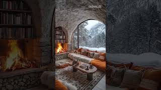 Relaxing in a spacious living room of cave🏞️🏔️❄️🍂🍁 4kreels nature naturalbeauty relax snow [upl. by Gnim]