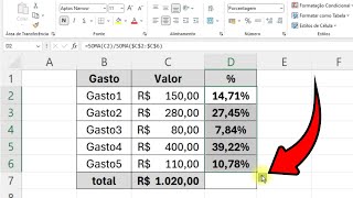 Dica rápida para calcular a porcentagem do total no Excel [upl. by Acimad468]