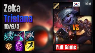 Zeka Mid Tristana vs Jayce lol KR solo rank Full Game 1419 [upl. by Ignaz]