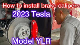 How to install 2023 Tesla Model Y Long Range Tesristar brake caliper covers to look like Performance [upl. by Aicerg]