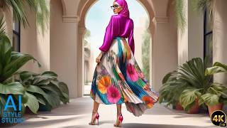 4K AI Art Lookbook Video of Arabian AI Girl ｜ Beautiful Arab AI Girl in a Designer Skirt [upl. by Yhtomiht]