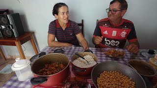 CARNE DE PORCO GUISADA E GRÃO DE BICO REFOLGADO PARA O ALMOÇO [upl. by Cooperstein]