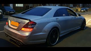 Mercedes S65 AMG V12 BITURBO cold start straight pipe resenator removed LOUD [upl. by Aneeras]