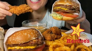 Asmr eating hardee’s super star burger combo  chicken tenders اكل هارديز سوبر ستار برغز [upl. by Wohlen38]