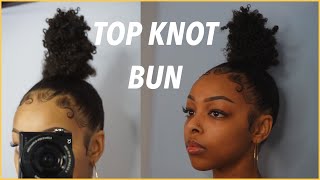 TOP KNOT BUN w EDGES TUTORIAL  My GoTo Hair Style [upl. by Ryhpez]