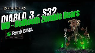 D3  S32  Helltooth Zombie Bears Witch Doctor  Rank6 NA [upl. by Beilul]